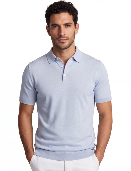 Lichtblauw poloshirt Gentiluomo gemeleerd - Image 1