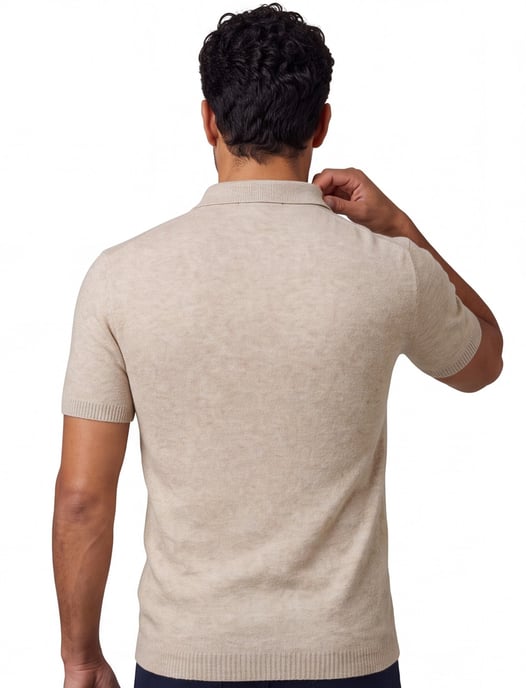 katoenen Gentiluomo poloshirt beige normale fit gemeleerd - Image 2