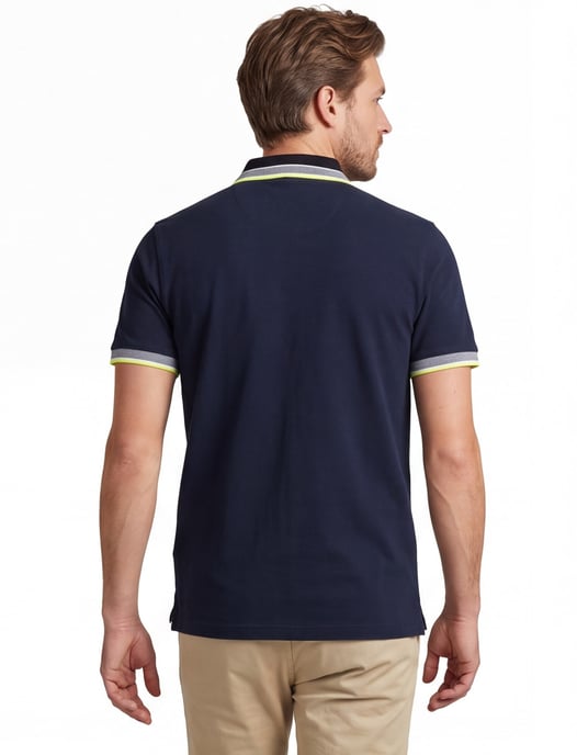 Jack & Jones polo normale fit donkerblauw neon effen katoen - Image 2