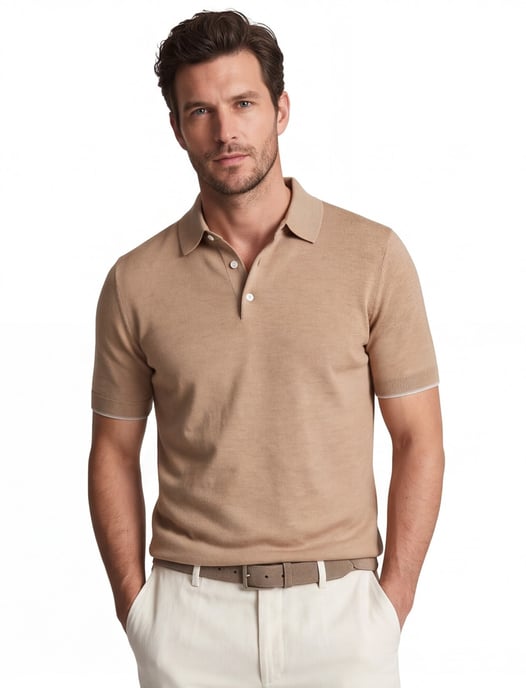 Lichtbruin poloshirt Gentiluomo katoen - Image 1