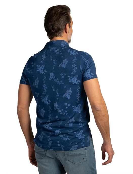 Poloshirt 3-knoops blauw bloemen printje NZA - Image 2