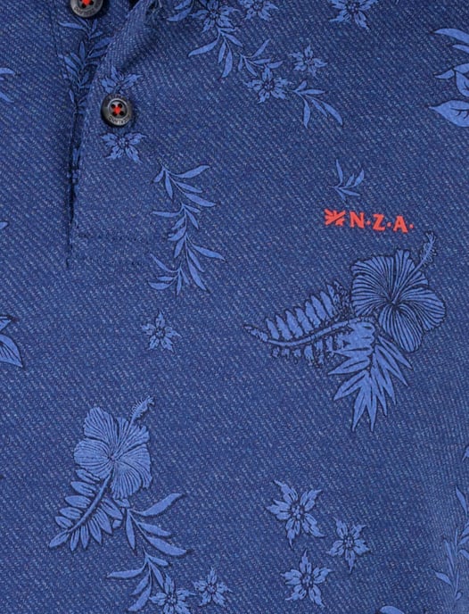 Poloshirt 3-knoops blauw bloemen printje NZA - Image 3
