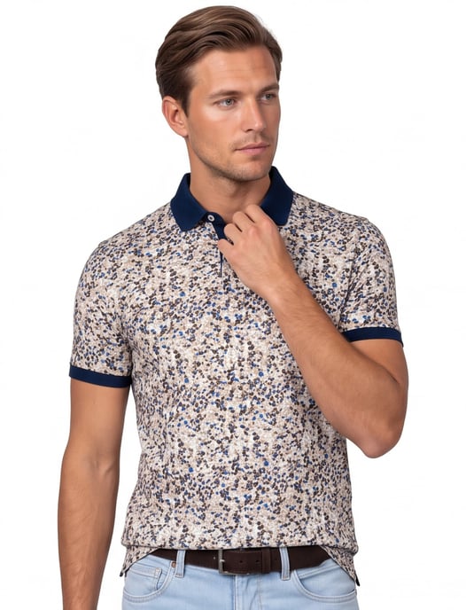 katoenen Baileys polo beige geprint - Image 1