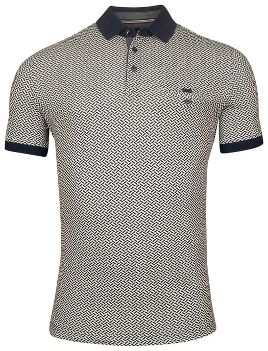 Baileys polo donkerblauw geprint katoen - Image 1