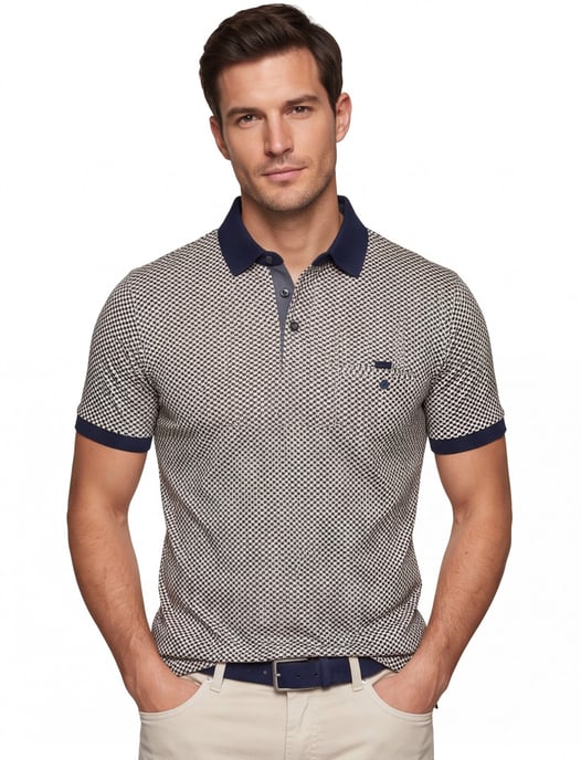 Baileys polo donkerblauw geprint katoen - Image 2