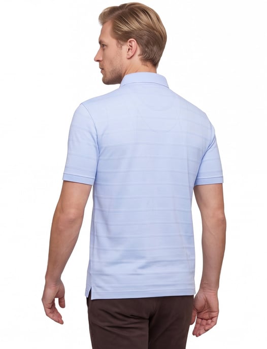 poloshirt korte mouw Pierre Cardin lichtblauw gestreept katoen - Image 2