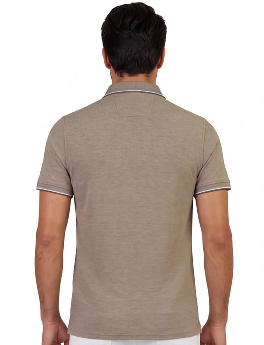 Poloshirt Baileys bruin normale fit pique met borstzak - Image 2