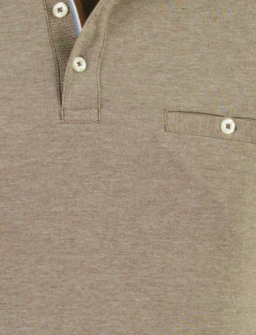 Poloshirt Baileys bruin normale fit pique met borstzak - Image 3