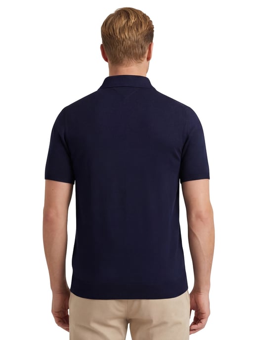 Tommy Hilfiger polo navy gebreid katoen en lyocell - Image 2