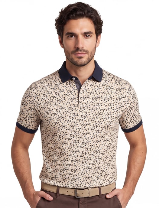 Baileys polo beige geprint multicolor - Image 2