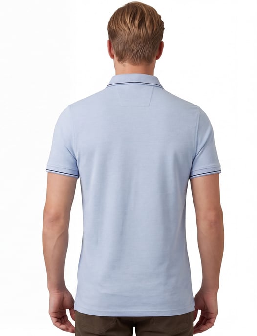 Poloshirt lichtblauw Baileys normale fit pique met borstzak - Image 2