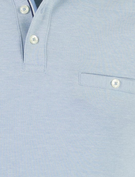 Poloshirt lichtblauw Baileys normale fit pique met borstzak - Image 3