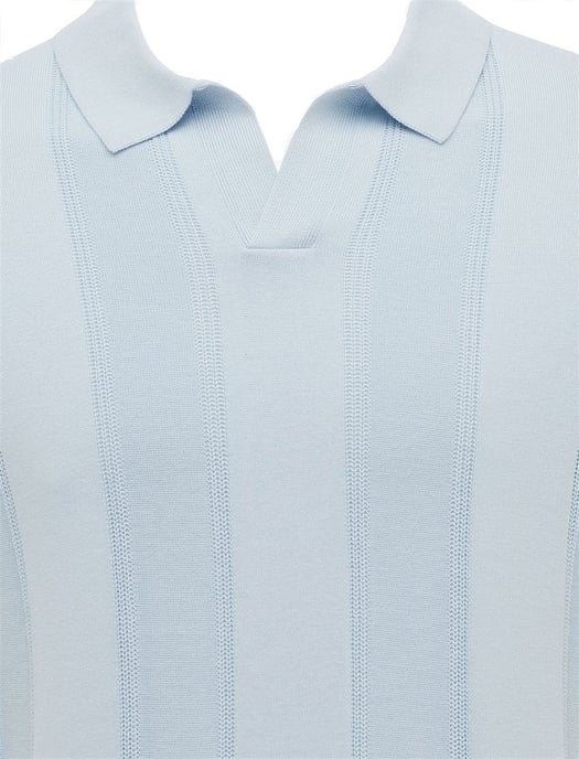 V hals poloshirt Gentiluomo lichtblauw gestreept - Image 3