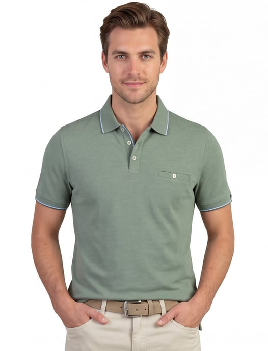 Poloshirt Baileys groen randjes op boord en mouw - Image 1