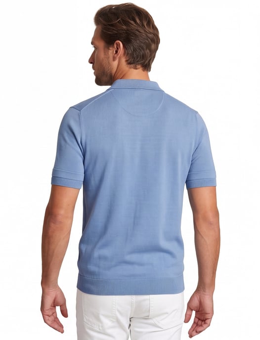 Genti polo lichtblauw effen normale fit - Image 2