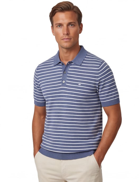 Fynch Hatton poloshirt blauw gestreept - Image 2