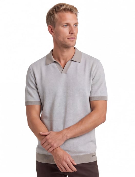 Gentiluomo polo beige effen normale fit katoen - Image 2