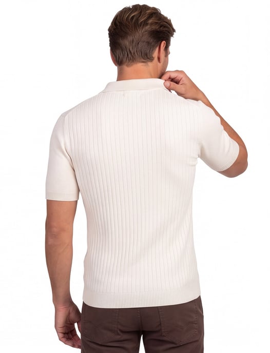 Gentiluomo polo beige v-hals katoen met boord - Image 2