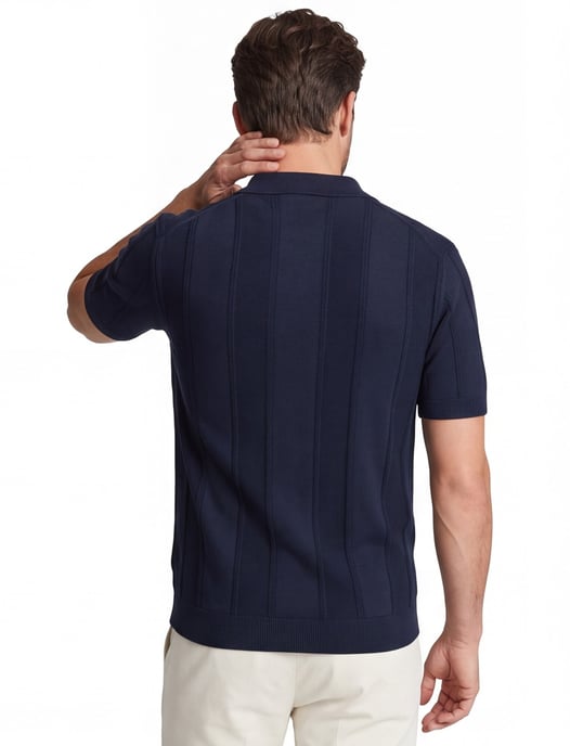 Poloshirt Gentiluomo donkerblauw met v hals - Image 2