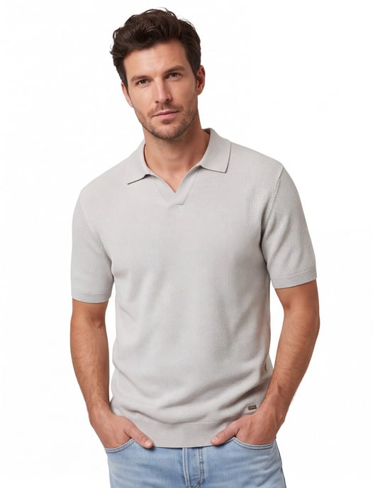Gentiluomo polo grijs structuur katoen normale fit - Image 1