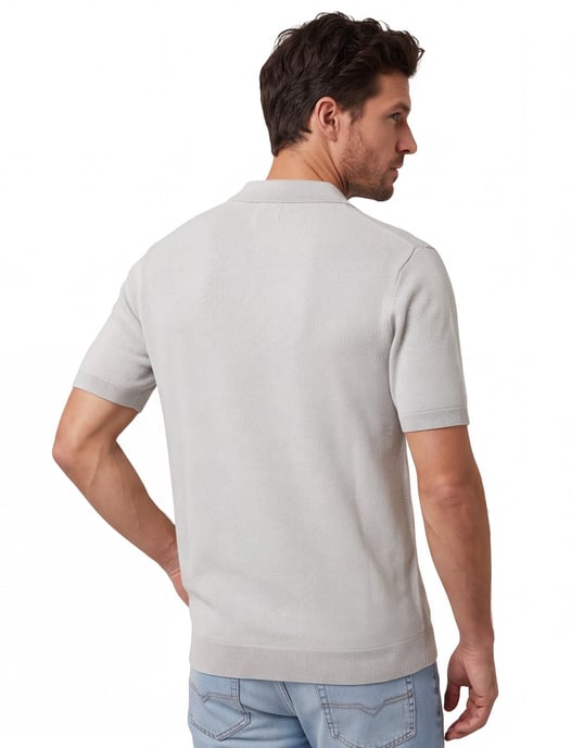 Gentiluomo polo grijs structuur katoen normale fit - Image 2