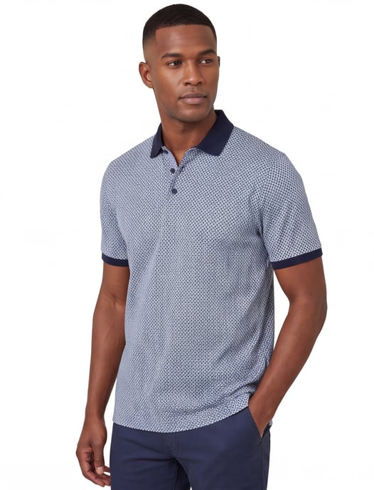 Brax polo katoen blauw geprint - Image 1