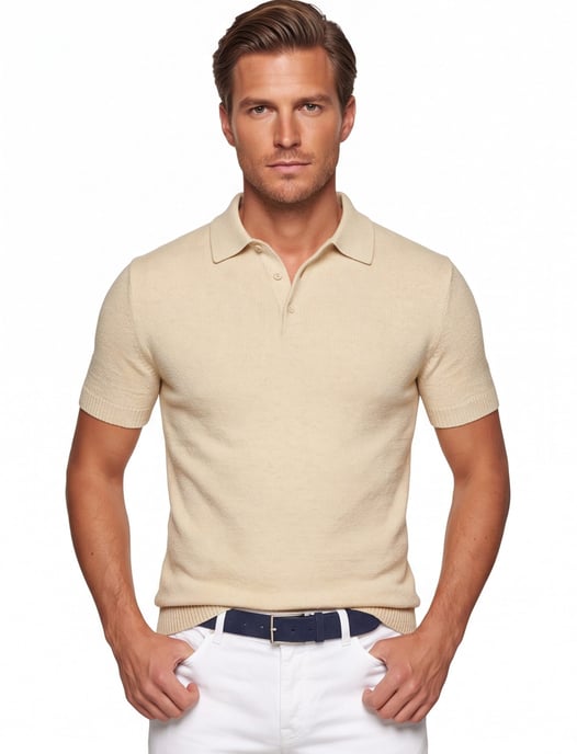 Baileys polo beige met boord - Image 2