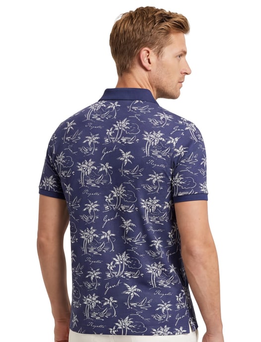 Gant polo donkerblauw geprint 2-knoops normale fit katoen - Image 2