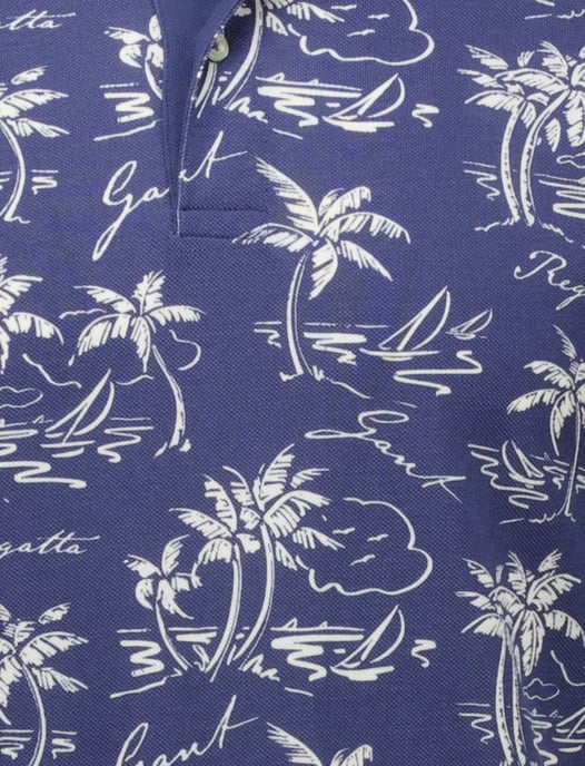 Gant polo donkerblauw geprint 2-knoops normale fit katoen - Image 3