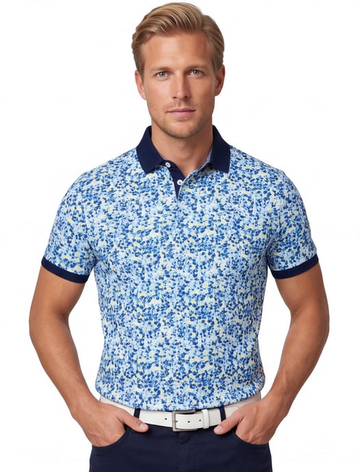 blauwe Baileys polo geprint katoen - Image 1