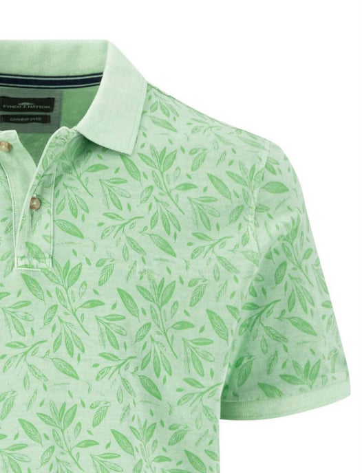 Katoenen Fynch-Hatton polo korte mouw lichtgroen geprint - Image 3