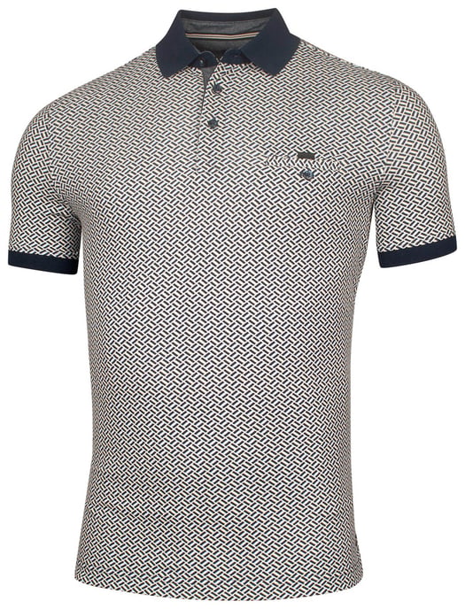 Baileys polo donkerblauw geprint katoen - Image 1