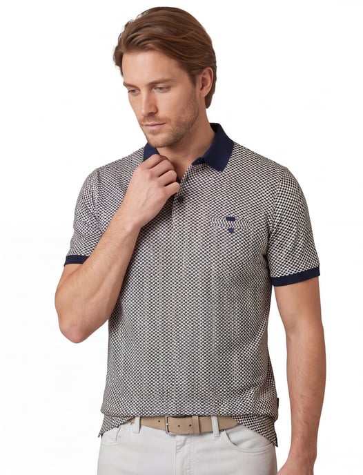 Baileys polo donkerblauw geprint katoen - Image 2
