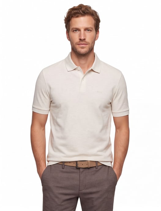 katoenen Boss Black Pallas pique polo beige effen katoen - Image 1
