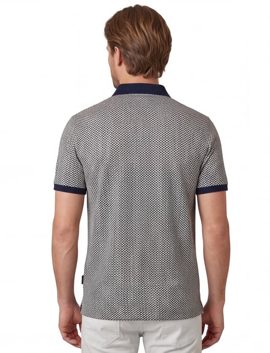 Baileys polo donkerblauw geprint katoen - Image 3