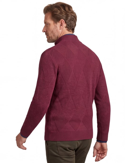Baileys trui rood textuur half zip gebreid - Image 2