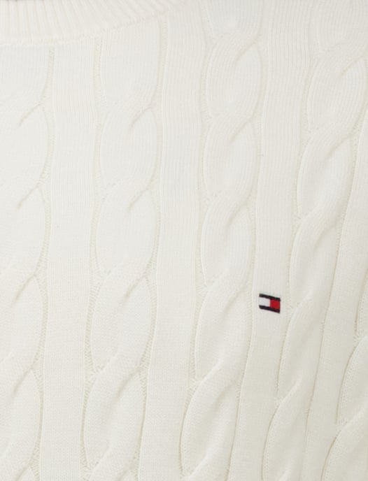 Tommy Hilfiger classic cotton cable crew neck wit gebreid - Image 3