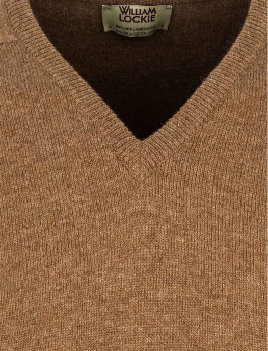 William Lockie pullover cognac lamswol v-hals - Image 3