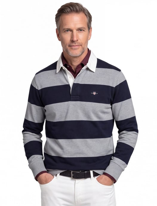 Gant trui katoen grijs/blauw gestreept - Image 1