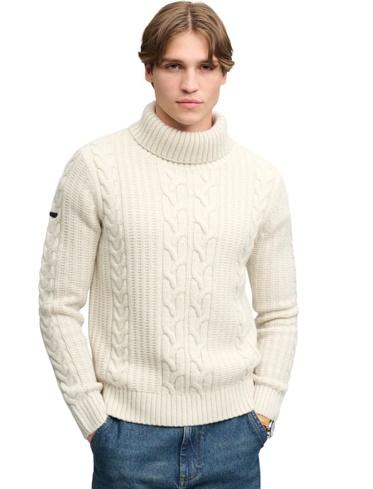 Trui Superdry wit coltrui grof gebreid - Image 1