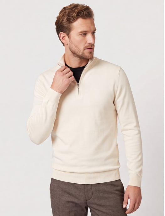 off white Profuomo luxe half zip trui - Image 1