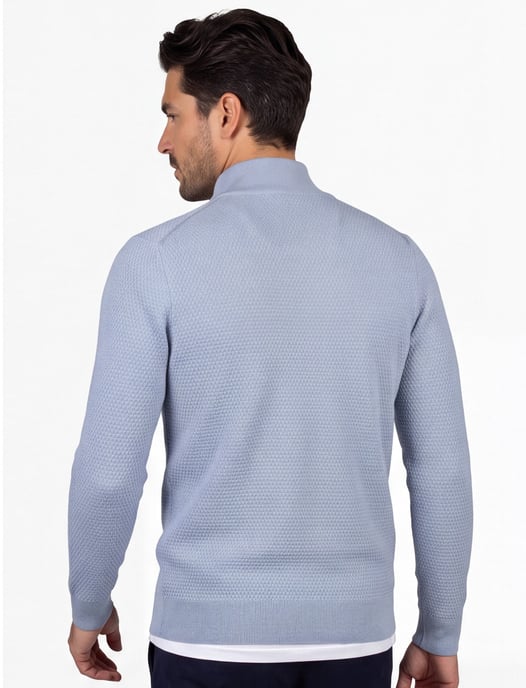 Butcher of blue half zip trui effen blauw normale fit - Image 2
