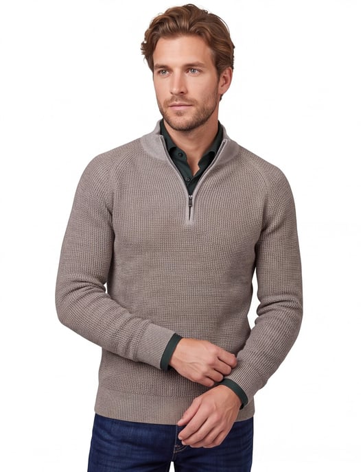 Gentiluomo half zip trui bruin - Image 1