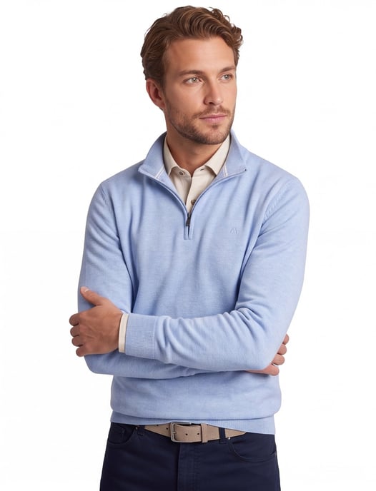 trui Scotland Blue half zip normale fit lichtblauw - Image 1
