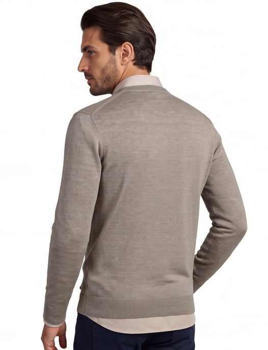 Khaki trui ronde hals Gentiluomo linnen - Image 4