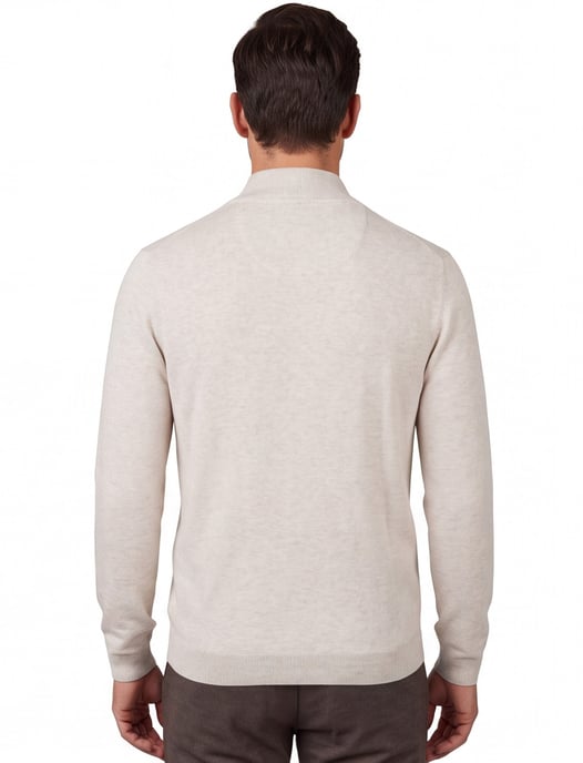 katoenen Fynch-Hatton trui halfzip creme effen katoen - Image 2