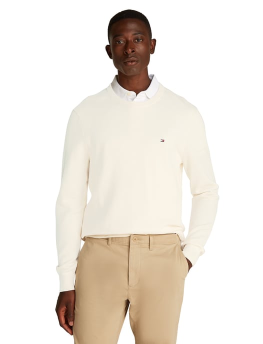 Tommy Hilfiger trui wit ronde hals katoen - Image 1