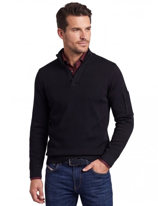 Genti half zip trui zwart - Image 2