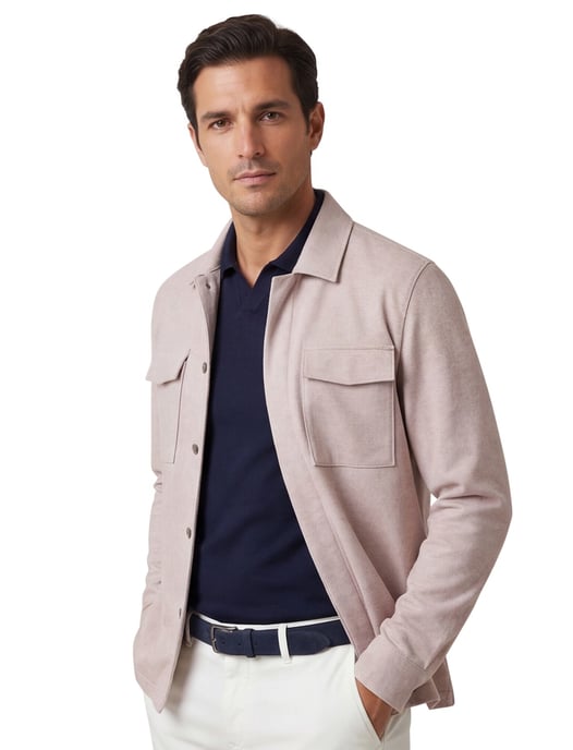 overshirt Gentiluomo beige gemeleerd normale fit knopen - Image 1