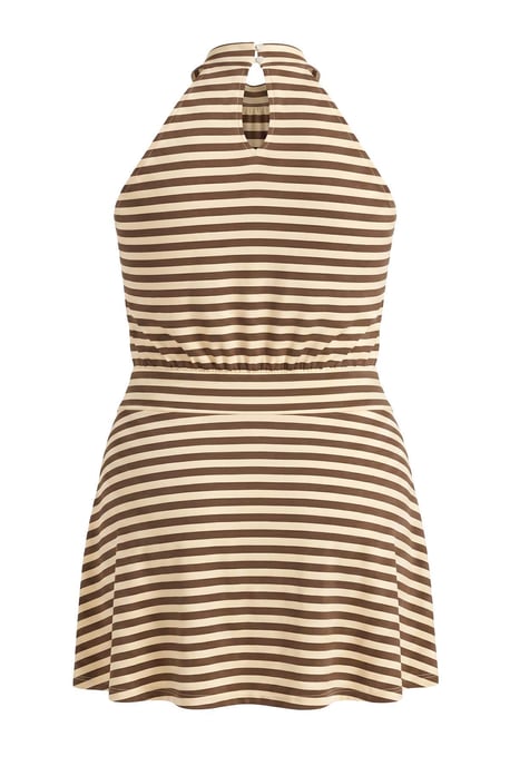 Trendyol Curve Dam Flerfärgad Randig Kort / Mini Ärmlös Skater Plus size Klänning - Image 2